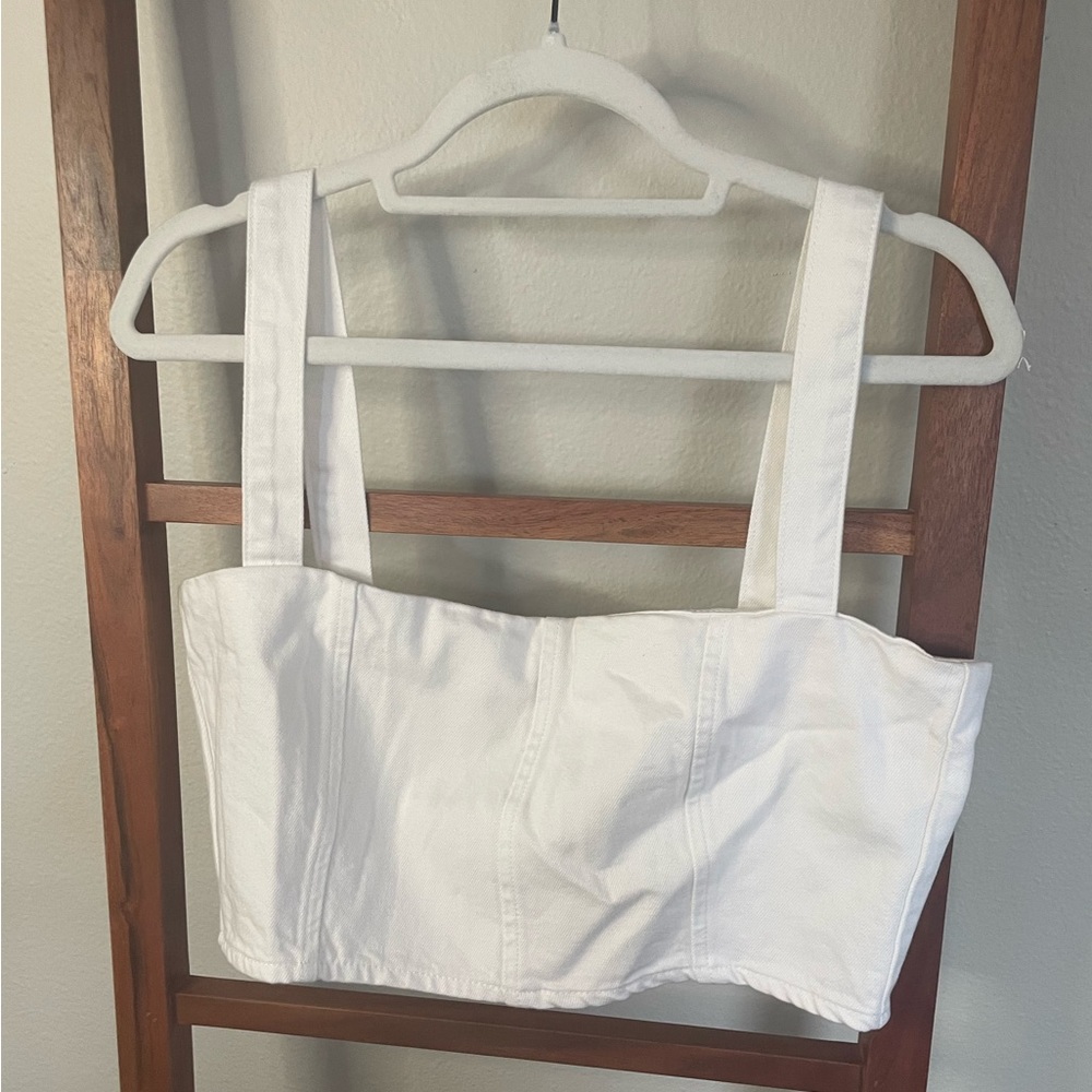 White corset style crop top